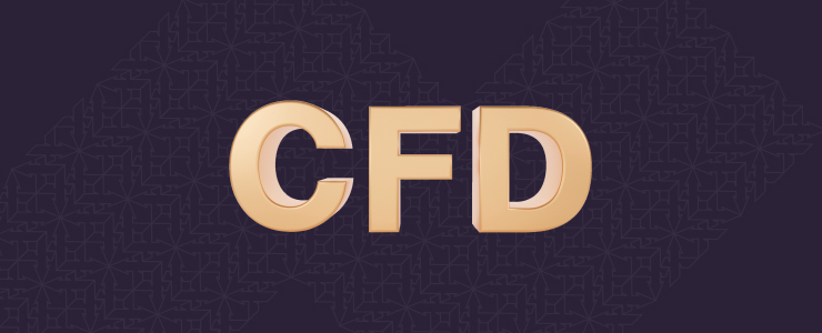 شعار CFD على خلفية داكنة، مما يبرز تصميمه.
