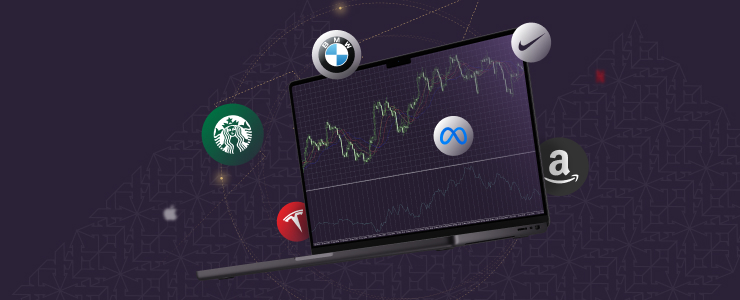 A laptop adorned with multiple icons representing forex and stock investment tools and resources.