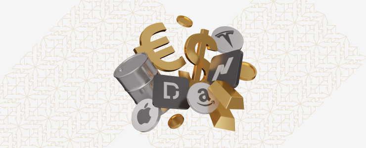 Una disposición dinámica de símbolos monetarios, monedas e iconos financieros que representan el comercio, las transacciones globales y la estrategia en los mercados.