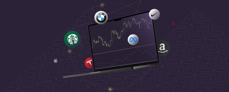 A laptop with diverse icons representing MetaTrader 4 tools for forex market analysis.