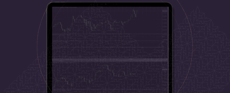 A tablet displays a dark financial candlestick chart showing market data, featuring the essential indicators every trader should know.